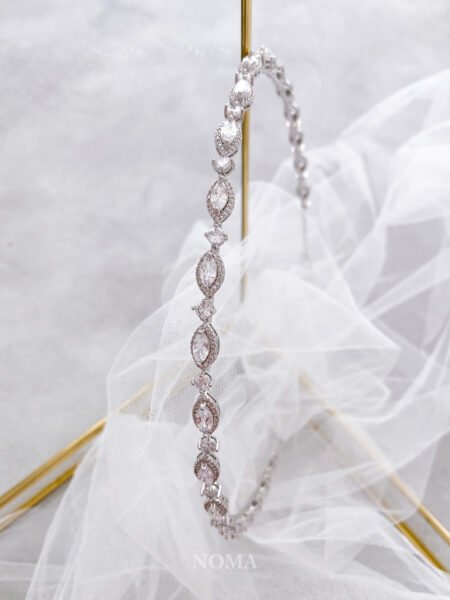 Marquise Halo Small Headband - Rhodium White Gold