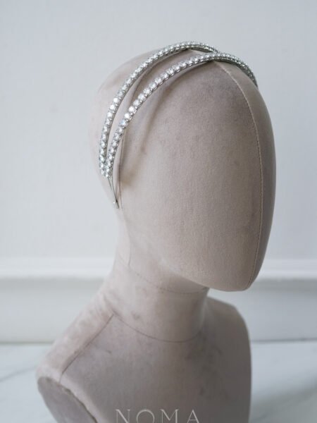 Round 6 mm Double Headband - Rhodium White Gold
