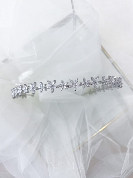 Five Petals Marquise Mix Headband - Rhodium White Gold