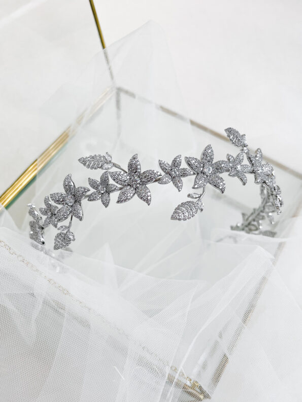 HBC-202200019-Paved-Flower-Leaves-Headband-Rhodium-White-Gold-2