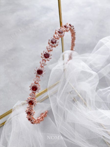 Round Shine Headband - 18k Rose Gold, Ruby
