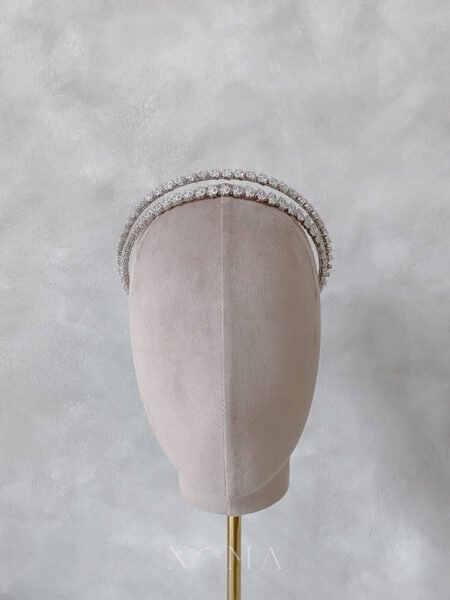 Double Arrangement Headband - Rhodium White Gold