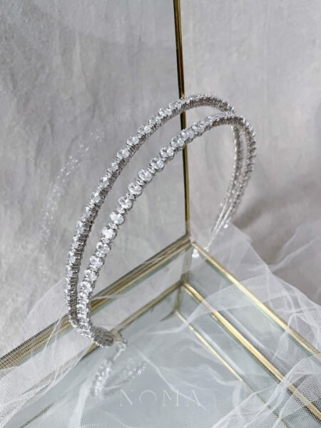 Oval Small Marquise Double Headband - Rhodium White Gold