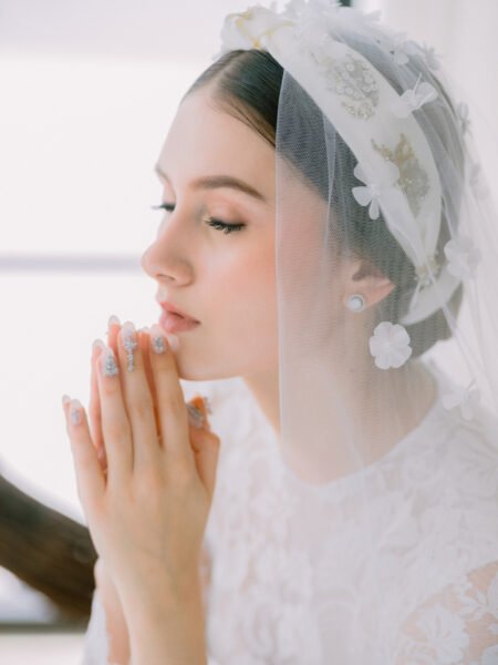Embellished Satin Headband - White
