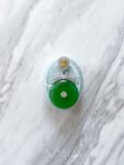 Superior Round Jade Decorated Top Pendant - Rhodium White Gold, Jade