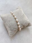 Oval Pearl Full Bracelet - Rhodium White Gold, White Pearl