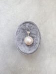 Solitaire Round Pearl 14-15 mm Pendant - Rhodium White Gold, White Pearl
