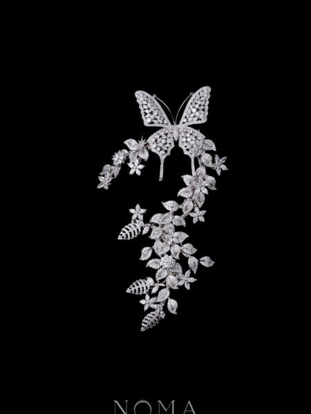 Butterfly in the Garden Earpiece - White Gold (Left)
