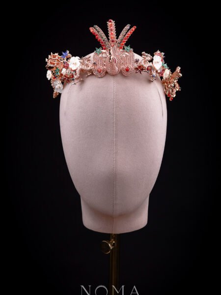 Filigree Phoenix Dragon Blossom Garden Crown - Gold