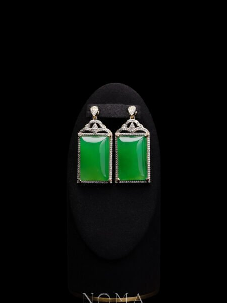 Superior Bar Jade Paved Earrings - 18k Yellow Gold, Jade
