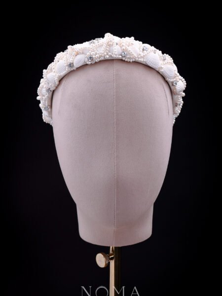 Wavy Shell Headband - White Gold, White