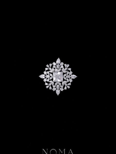 Rectangular Brooch - Rhodium White Gold