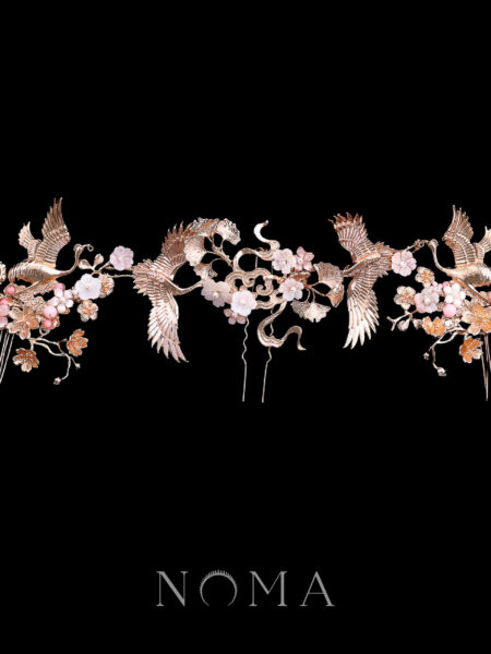 Dragon and Crane Heaven Hairvine - Gold, Ruby (Left)