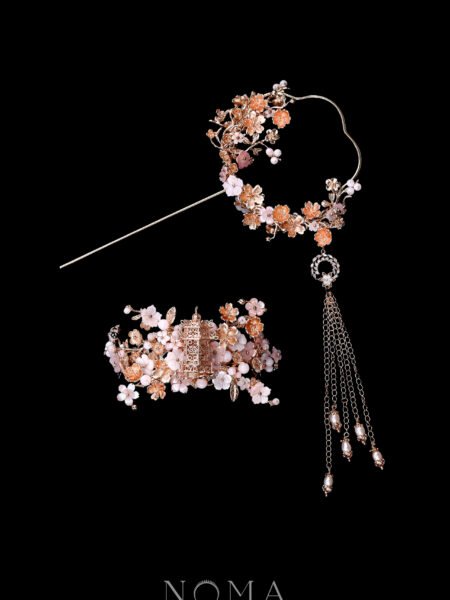 Pagoda Floral Jardin Set - Gold, Pink (2 pcs)