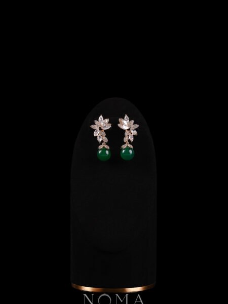 Carved Oval Jade Floral Earrings - 18k Yellow Gold, Jade