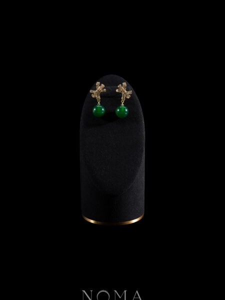 Drop Ribbon Jade Earrings - 18k Yellow Gold, Jade