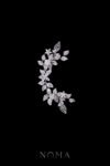 Paved Twigs Simple Floral Side Hairvine - White Gold (Left)