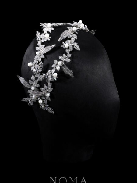Paved Twigs Pearl Double Headband - White Gold