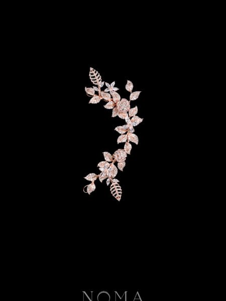 Paved Twigs Simple Floral Side Hairvine - Rose Gold (Right)