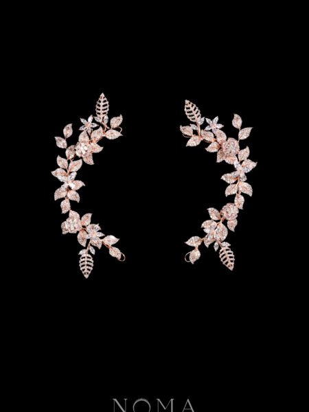Paved Twigs Simple Floral Side Hairvine Pair - Rose Gold (1 pair)