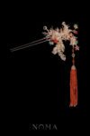 Magnificent Phoenix Pagoda Garden Hairpin - Gold, Ruby