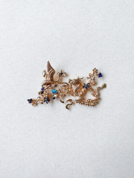 Dragon and Crane Heaven Hairvine - Gold, Sapphire (Left)