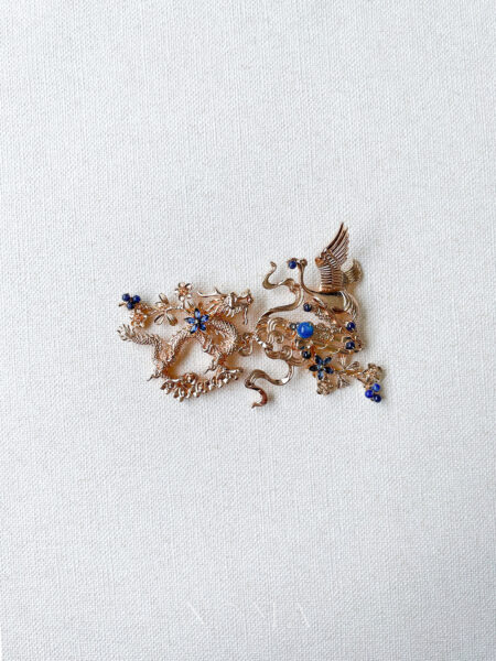 Dragon and Crane Heaven Hairvine - Gold, Sapphire (Right)