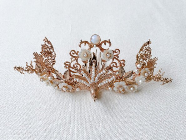 CHN-202200132-3D-Peacock-Twin-Phoenix-Haircomb-Gold-White-1