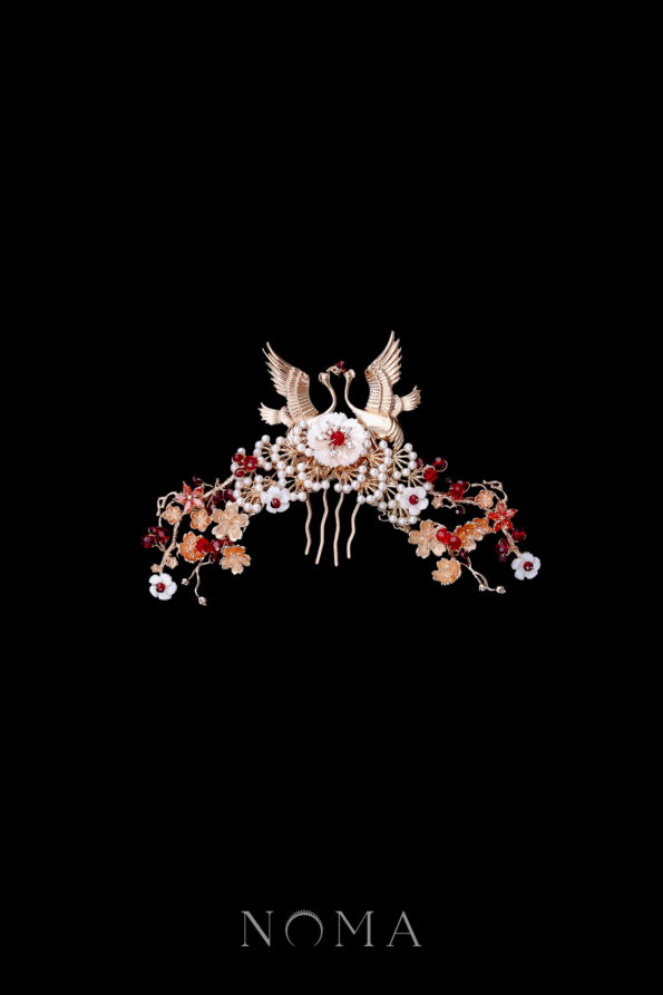 CHN-202200153-Flying-Crane-Pearl-Blossom-Haircomb-Gold-Ruby