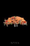 Antique Jade Scenery Haircomb - Gold, Orange