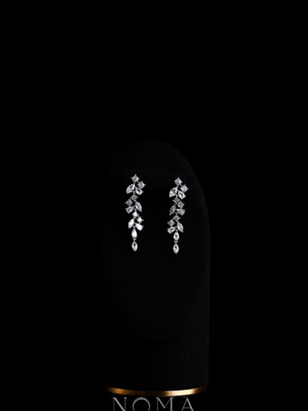 Pear Marquise Midi Chandelier Earrings - Rhodium White Gold