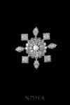 Round Shine Radiant Brooch - Rhodium White Gold, White Pearl