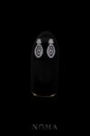 Marquise Dangling Pear Earrings - Rhodium White Gold