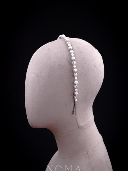 Marble Diamond Pearl Headband - Rhodium White Gold, White