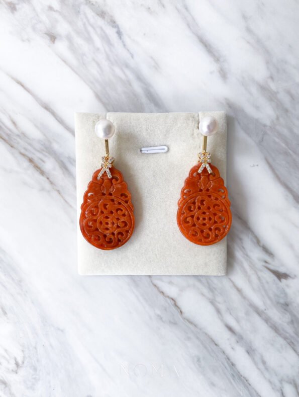 JJW-202200005-Carved-Rounded-Teardrop-Small-Jade-with-Pearl-Earrings-18k-Yellow-Gold-Red-Jade-1