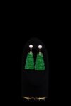 Carved Floral Trapezium Jade with Pearl Earrings - 18k Yellow Gold, Jade