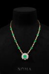 Superior Oval Jade Pear Halo Center Necklace - 18k Yellow Gold, Jade
