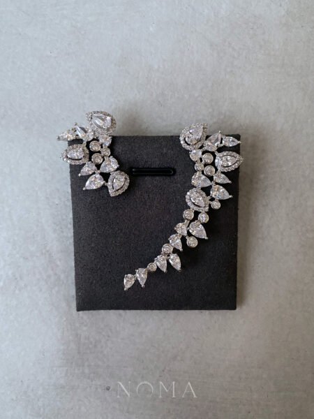 Pear Formula Earcuff Pair - Rhodium White Gold (1 pair)