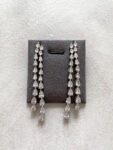 Double Fringe Pear Earrings - Rhodium White Gold