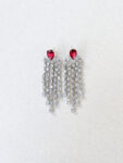 Gemology Pear Earrings - Rhodium White Gold, Pink Ruby