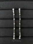 Long Bar Earrings - Rhodium White Gold