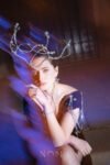 Constellation Crescent Headdress - White Gold