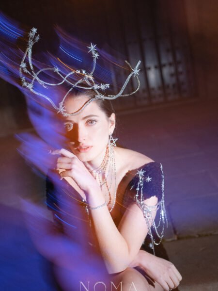 Constellation Crescent Headdress - White Gold