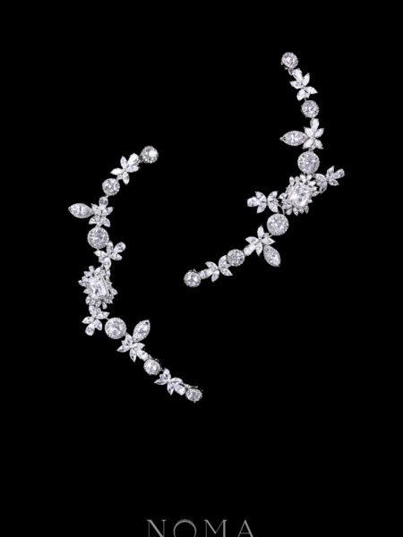 Royal Arrangement Diagonal Hairvine Set - White Gold (2 pcs)