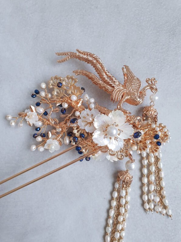 CHN-201900093-3D-Phoenix-Flower-Hairpin-Gold-Sapphire-2