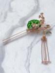 Jade Oriental Garden Hairpin - Gold