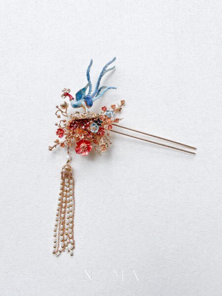 Colorful 4D Phoenix Beautiful Blossom Hairpin - Gold