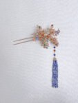 Magnificent Peacock Pagoda Garden Hairpin - Gold, Blue