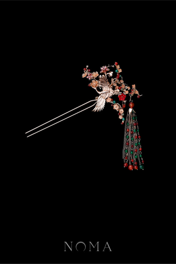CHN-202300024-Crane-Wing-Petite-Blossom-Hairpin-Gold-Ruby-Left