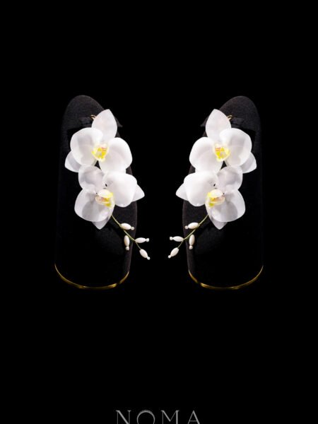 HS Art Cascading Orchid Earrings - Gold, White